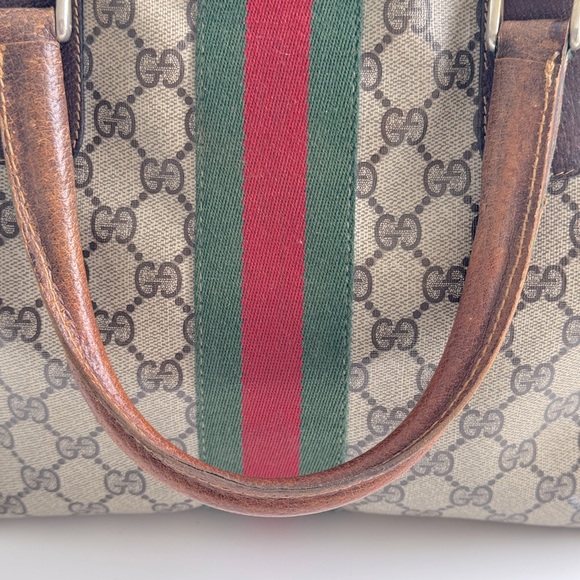 Vintage GUCCI Bag/ Briefcase/ Satchel with GG and iconic Stripe - Picture 12 of 15